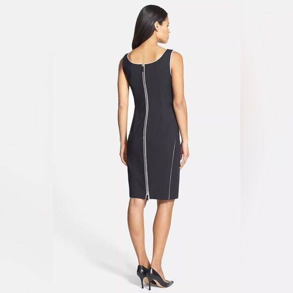 Lafayette 148 New York Deana Piped Trim Stretch Sheath Dress  Size 4 - Picture 2 of 16